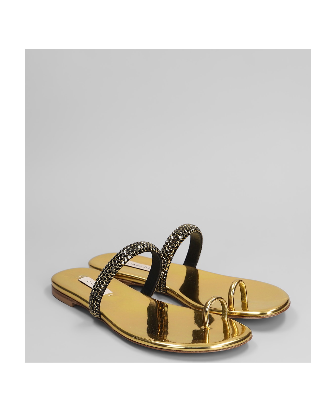 Casadei Olympo Flat Flats In Gold Leather - gold