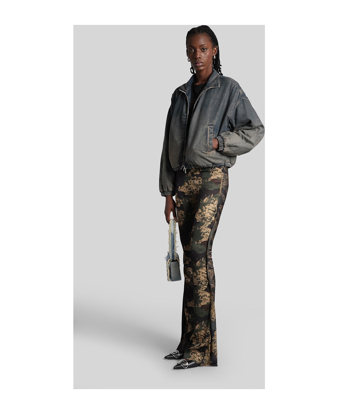 Diesel De-flower-s Bomber Jacket In Blue Cly - blue