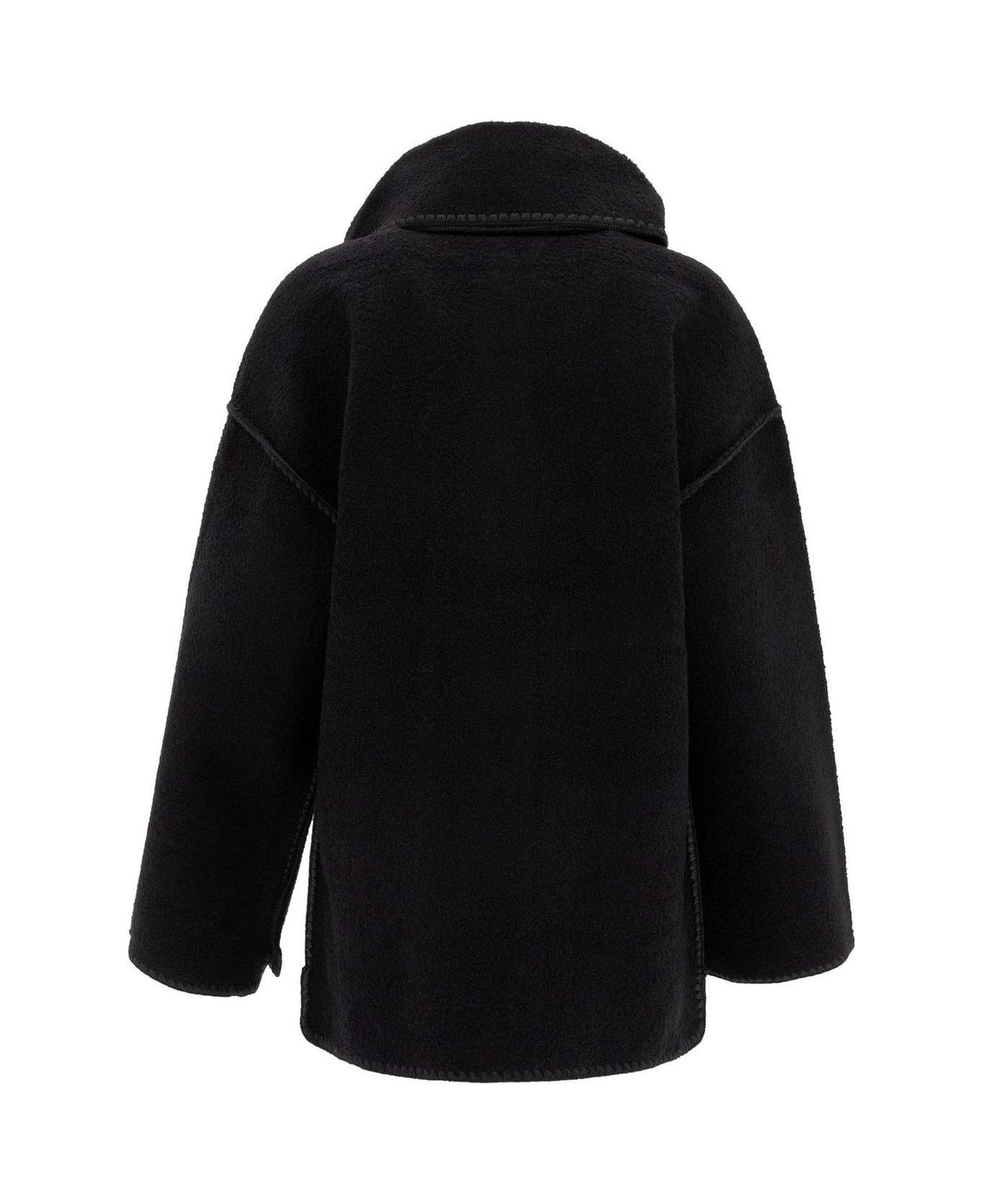 Totême Dropped-shoulder Fringed-edge Scarf Jacket - Black