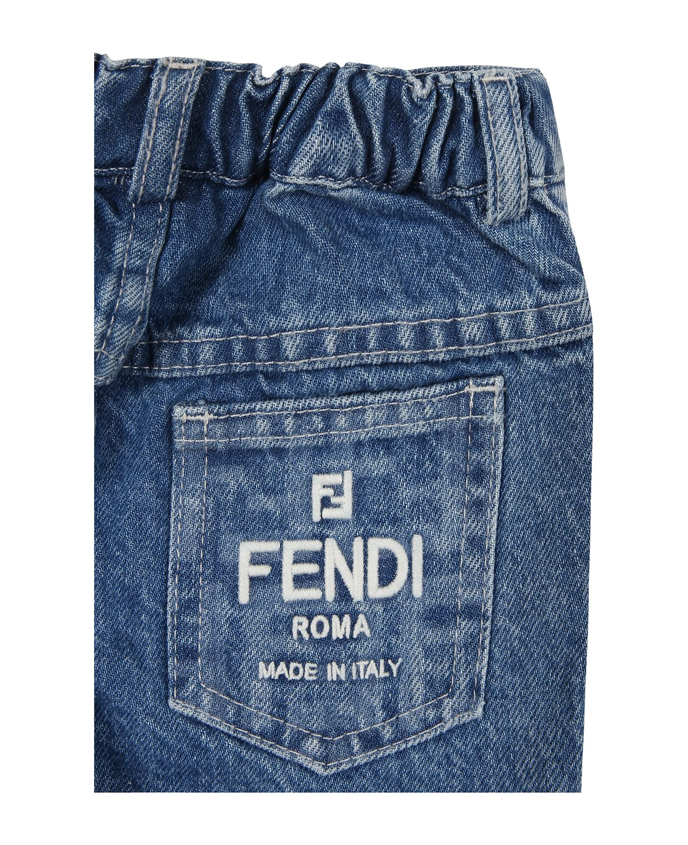 Fendi Denim Jeans For Babies With Logo - Denim