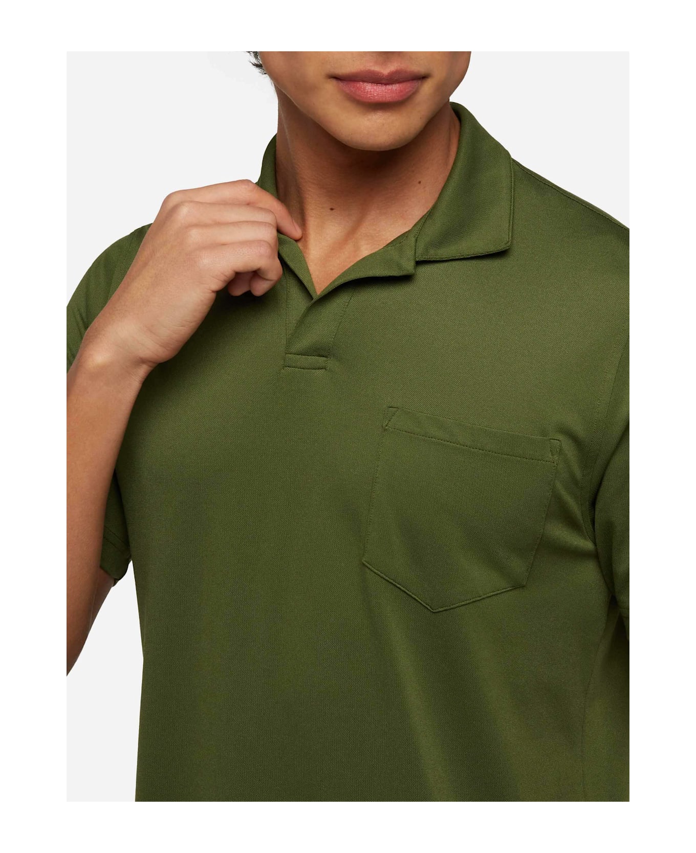 MC2 Saint Barth Military Green Technical Piquet Polo Shirt Camber - GREEN