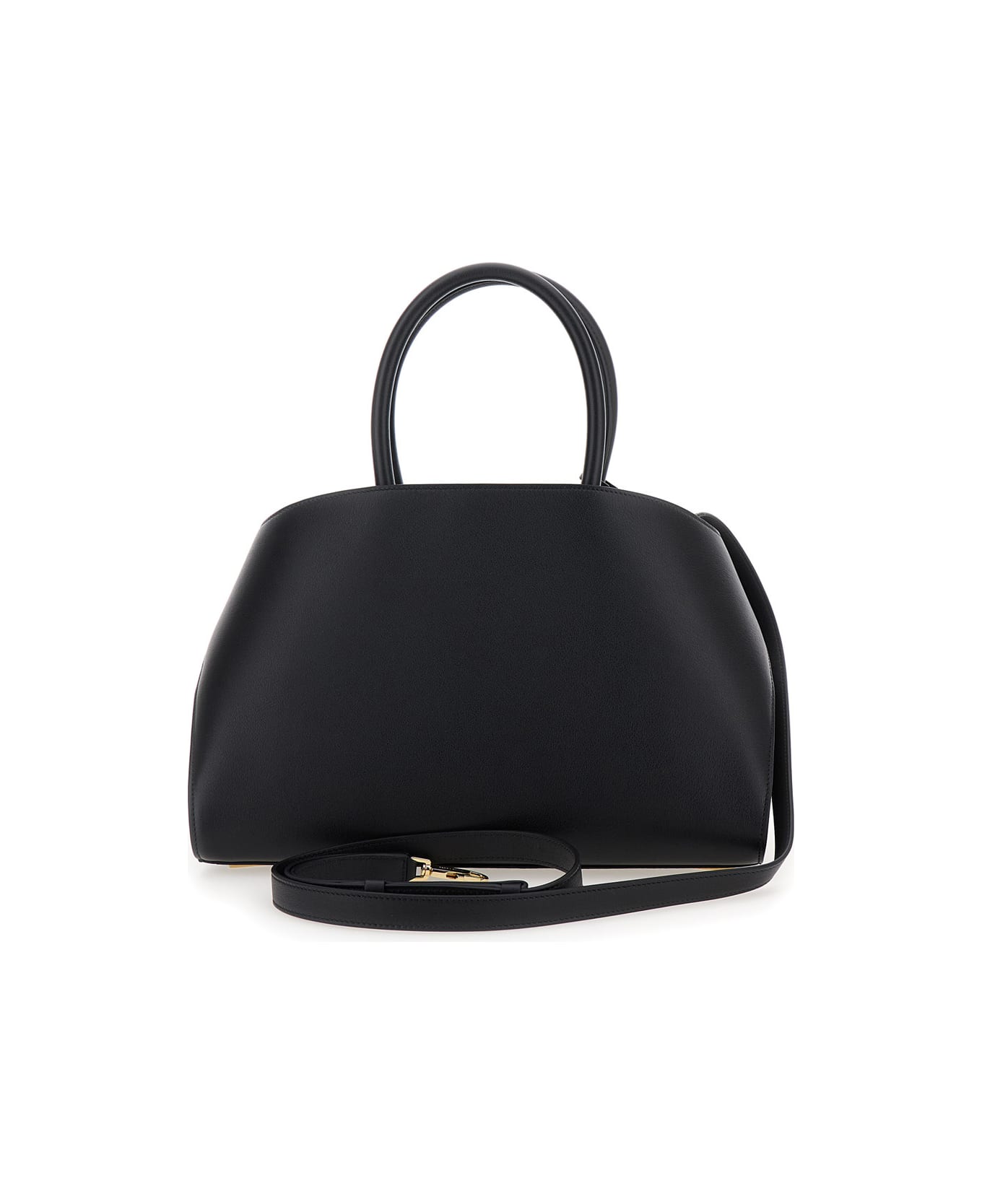 Ferragamo 
hug
 Black Handbag With Logo And Gancini Buckle In Leather Woman - Black