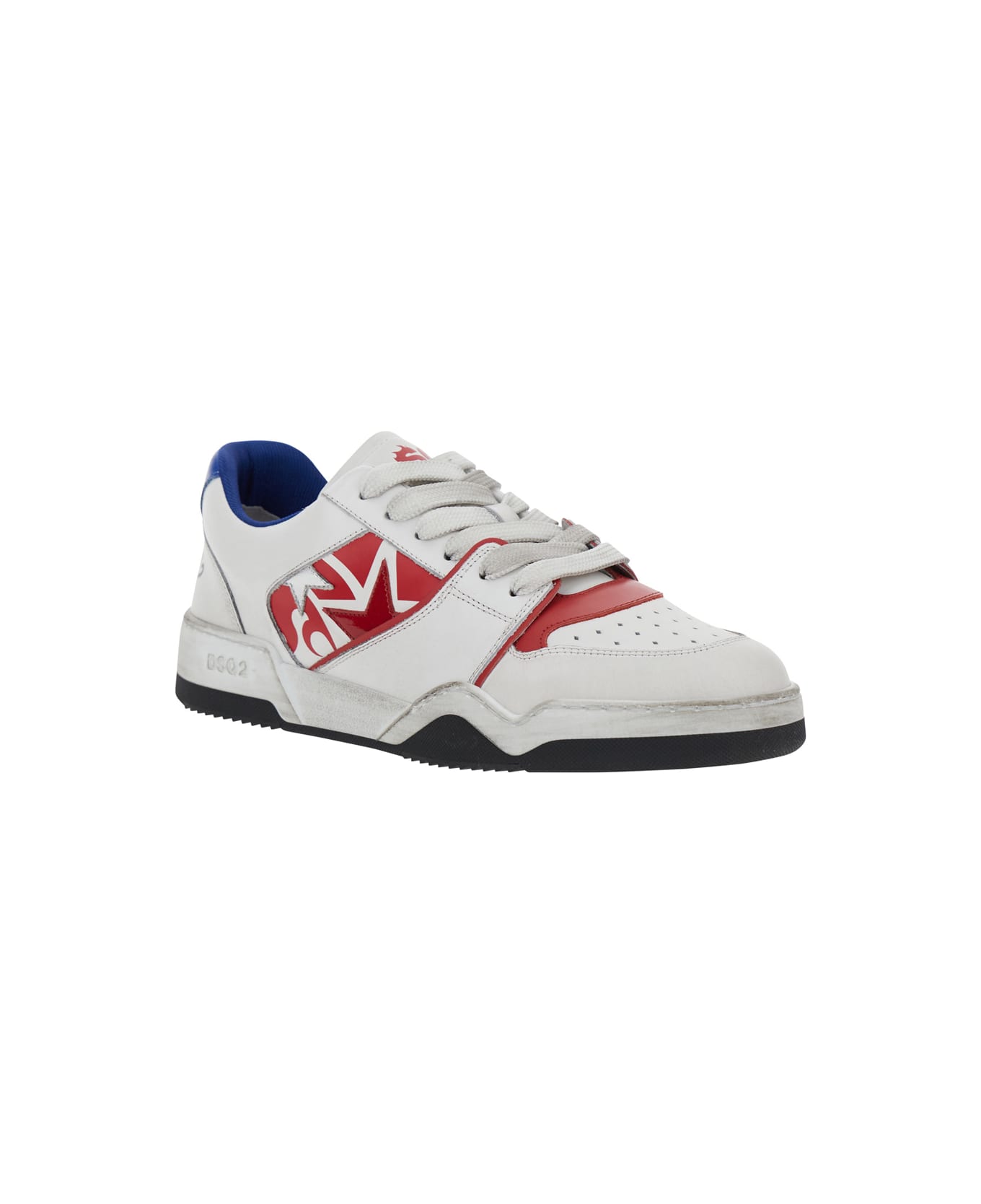 Dsquared2 White Sneakers With Distressed Effect And Logo On The Heel In Leather Man - White