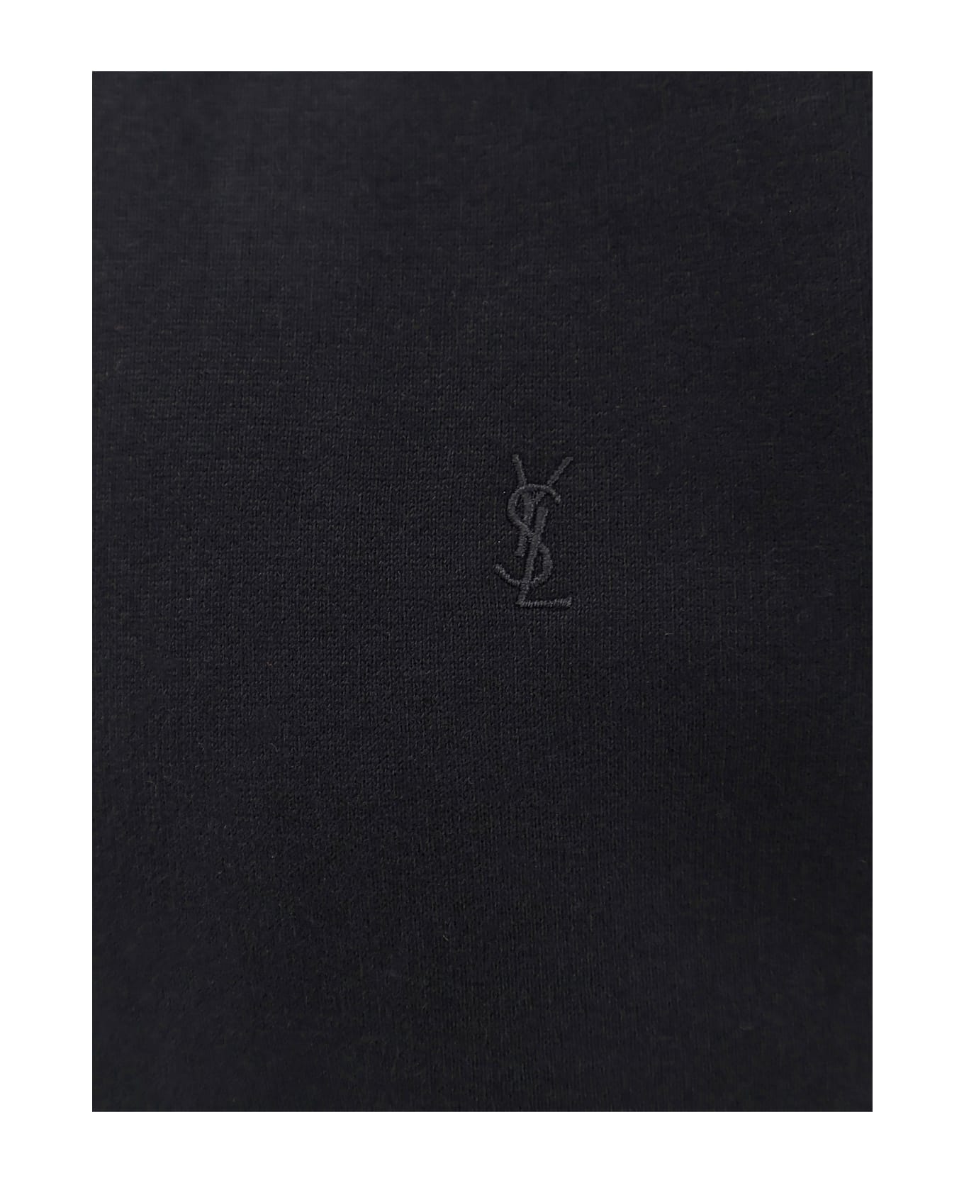 Saint Laurent Certified Cotton Sweatshirt With Cassandre Embroidery - Black
