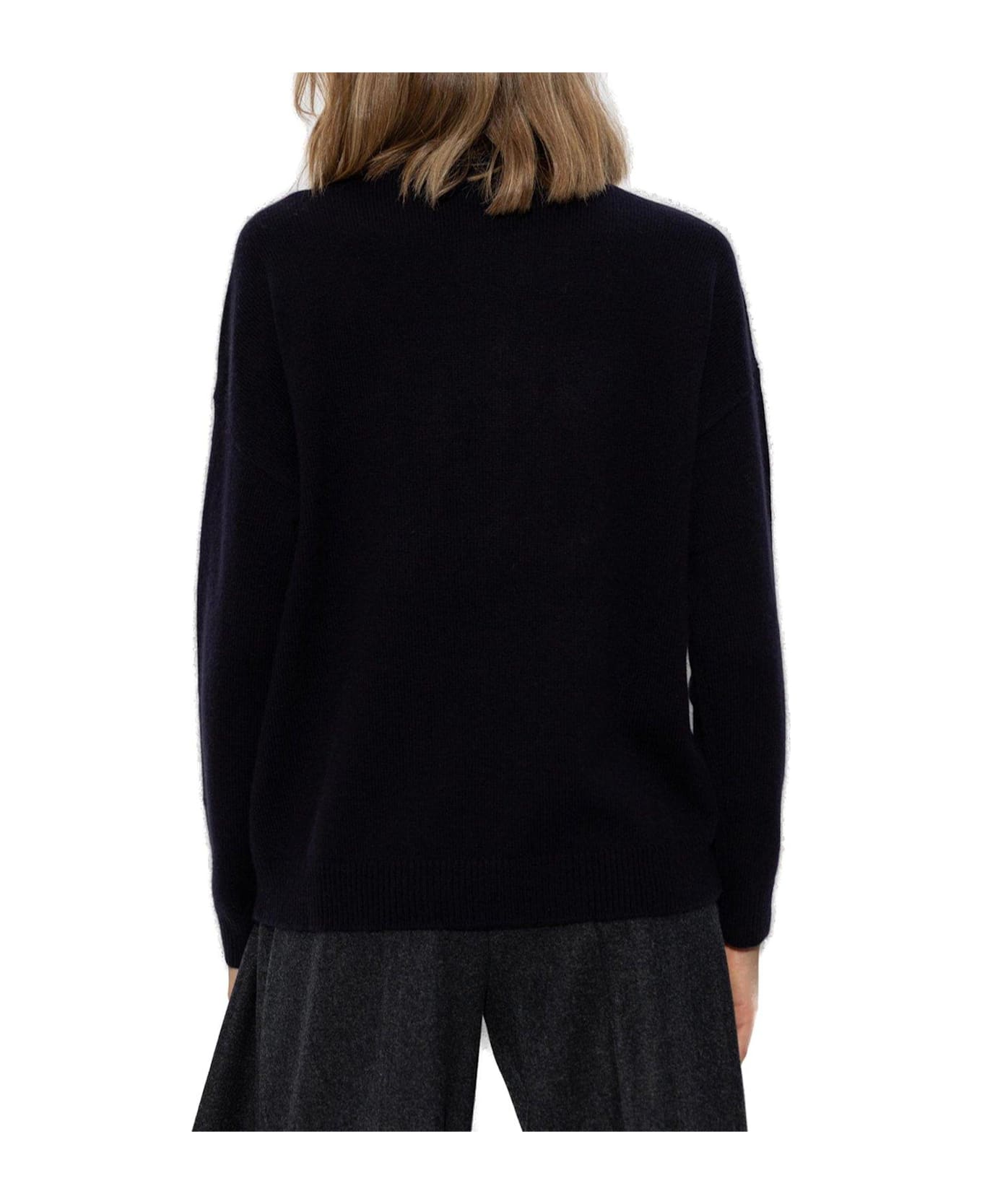 Max Mara Logo Embroidered Knitted Jumper - Blue