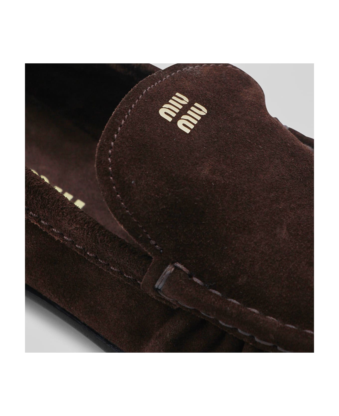Miu Miu Dark Brown Leather Loafers - Brown