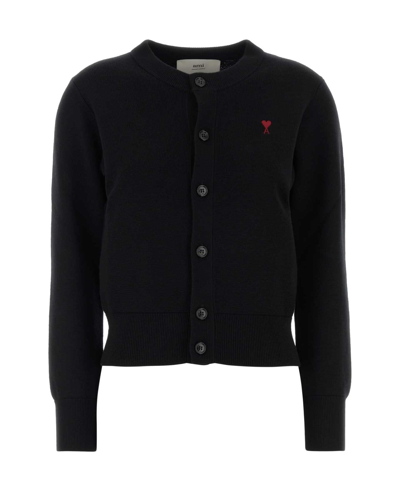 Ami Alexandre Mattiussi Black Wool Cardigan - NOIRROUGE