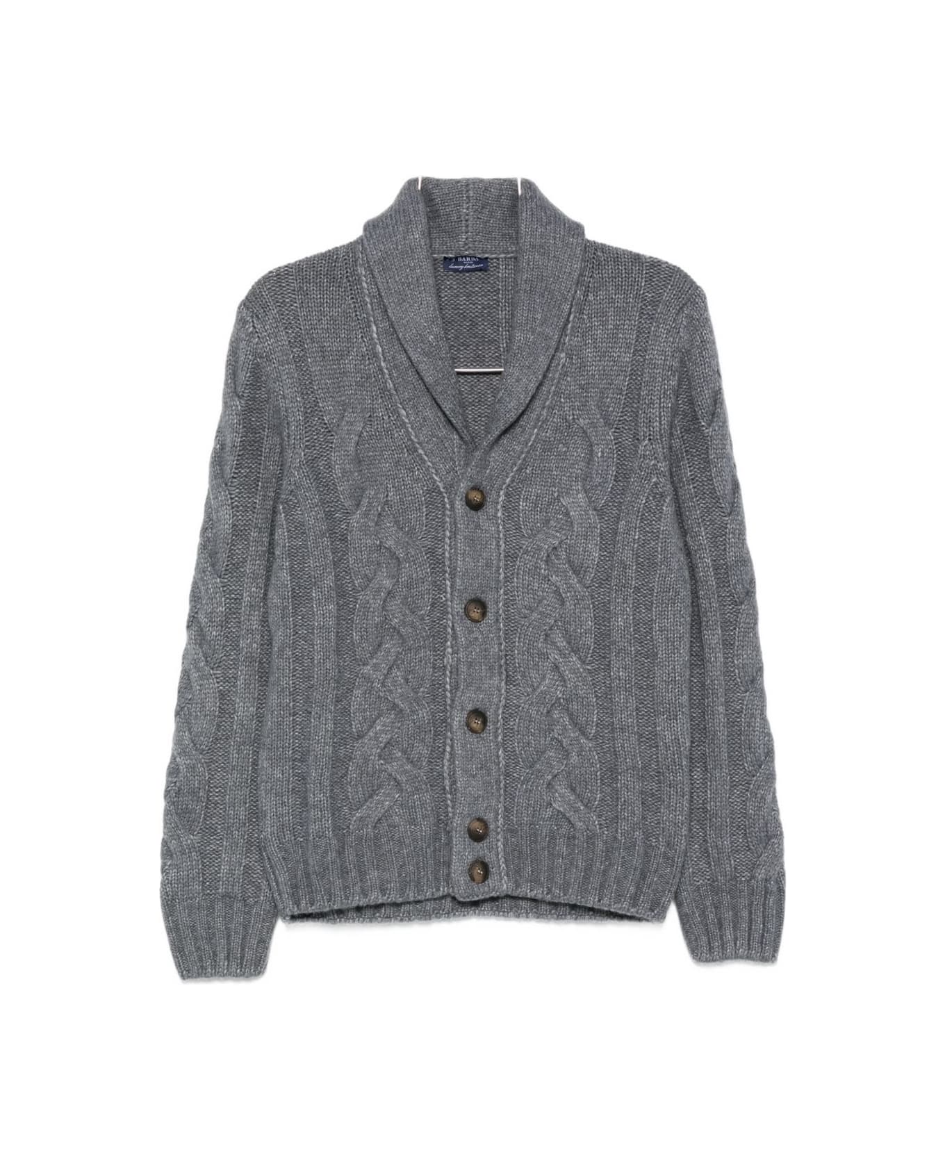 Barba Napoli Barba Cable-knit Cardigan With Shawl Collar - Grey