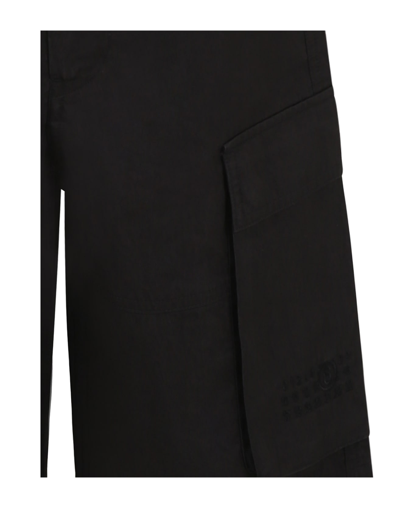 MM6 Maison Margiela Black Cargo Shorts For Kids With Logo - Black