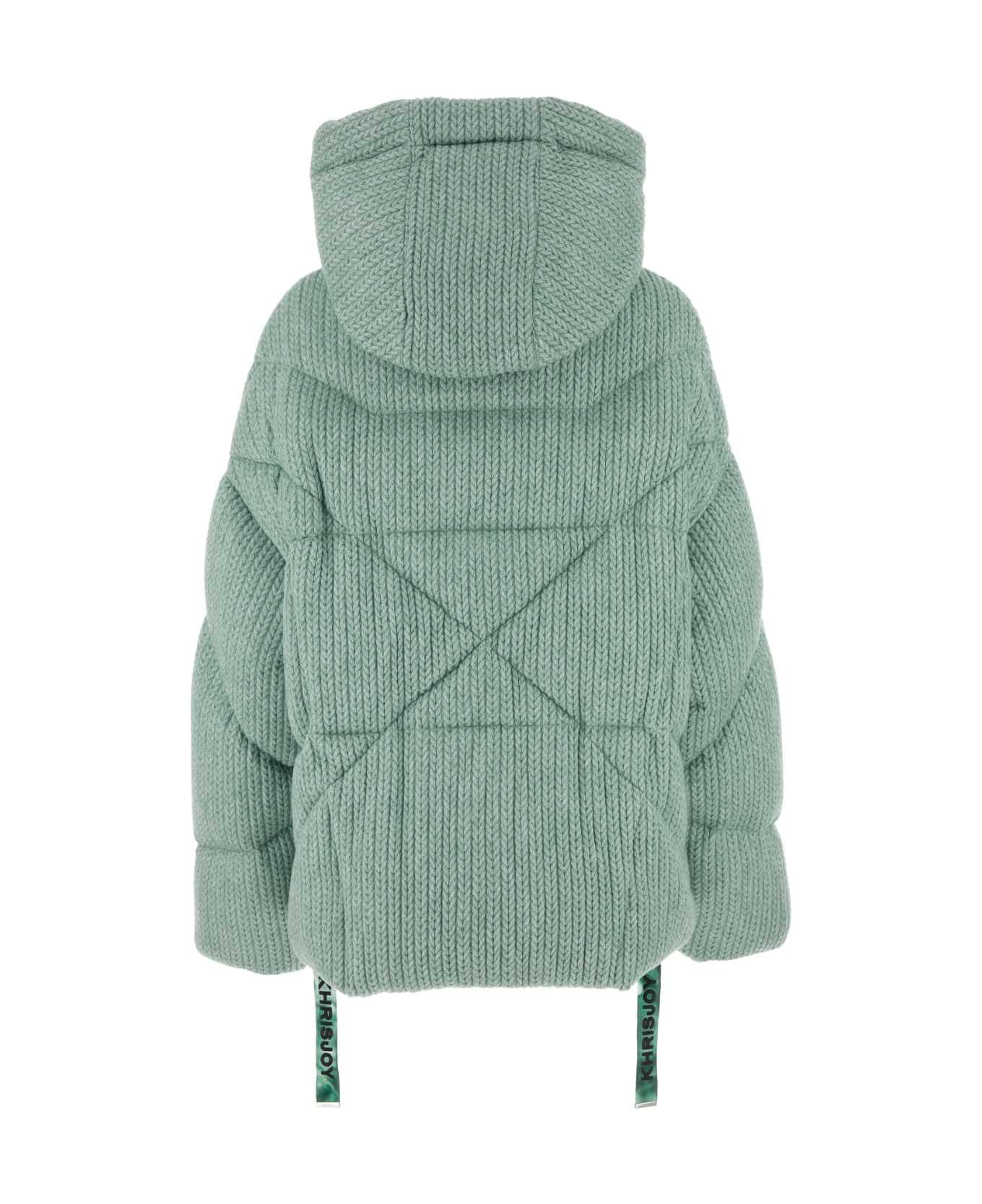 Khrisjoy Mint Green Knit Puff Down Jacket - MINT