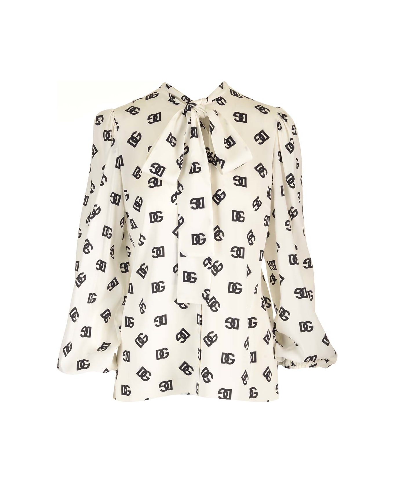 Dolce & Gabbana Shirt With All-over Dg Print - White