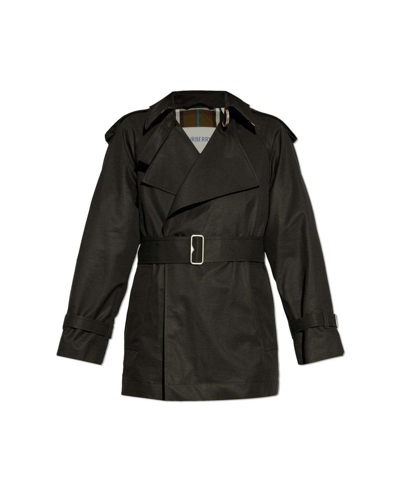 Burberry Gabardine Belted Trench Jacket - Black
