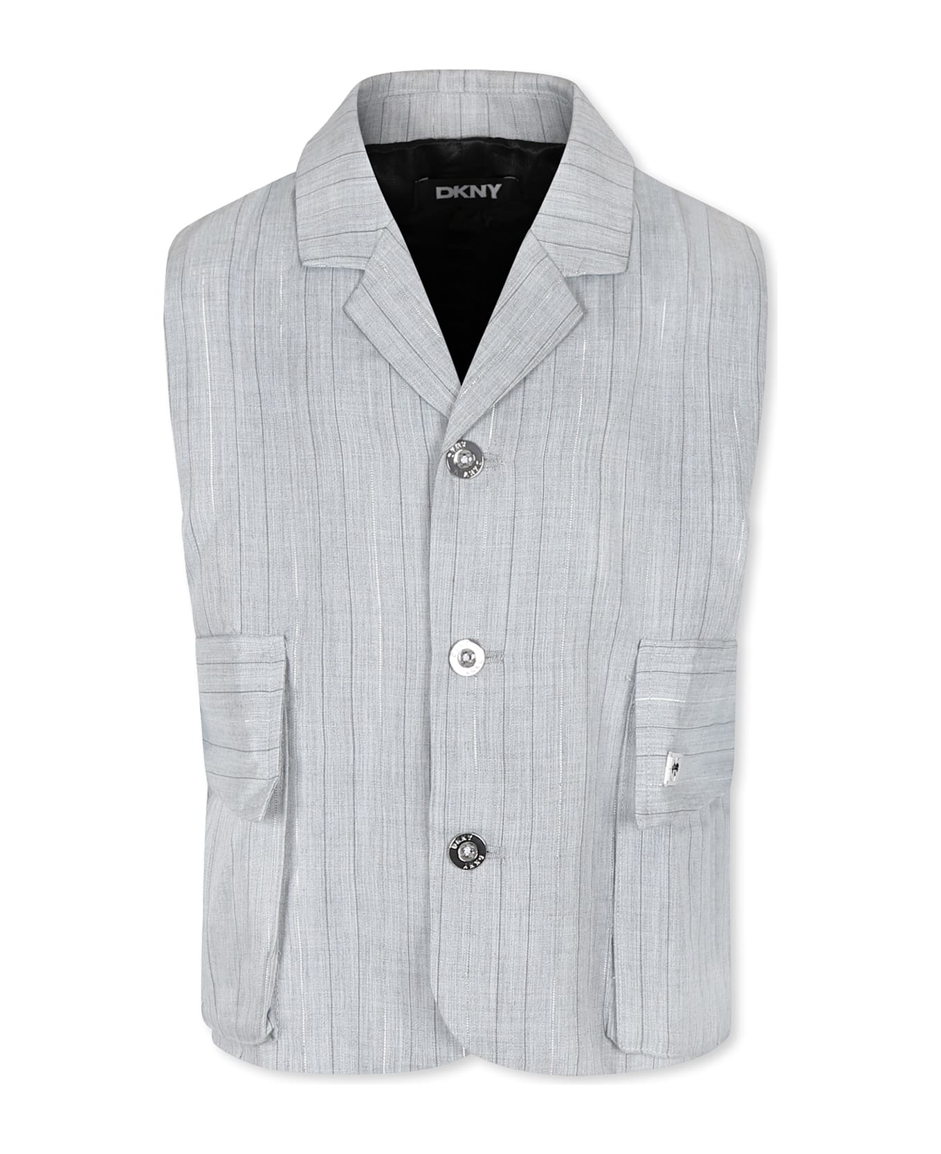 DKNY Grey Vest For Girl With Logo - Grey