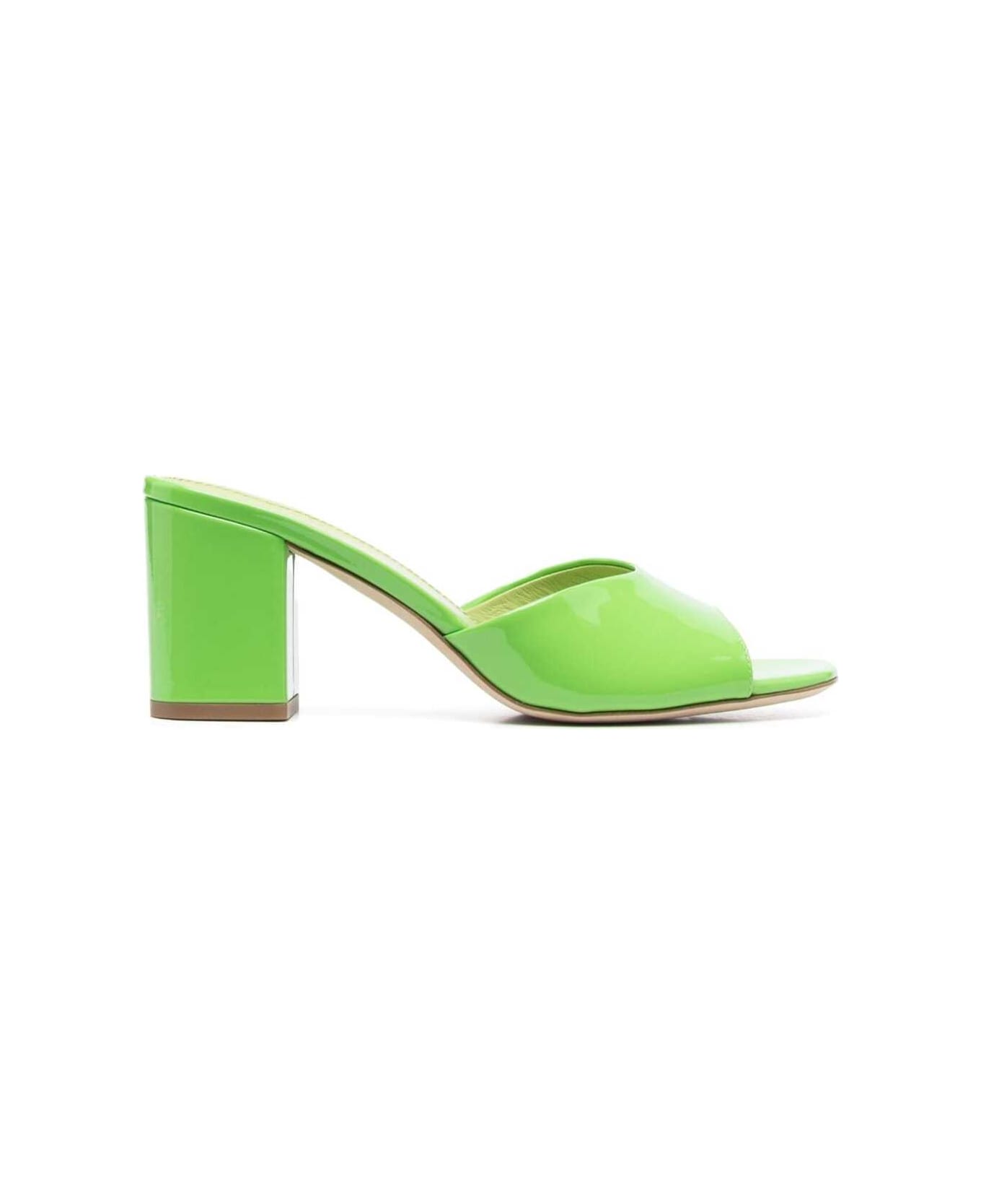 Paris Texas 'anja' Green Mules With Block Heel In Patent Leather Woman - Green