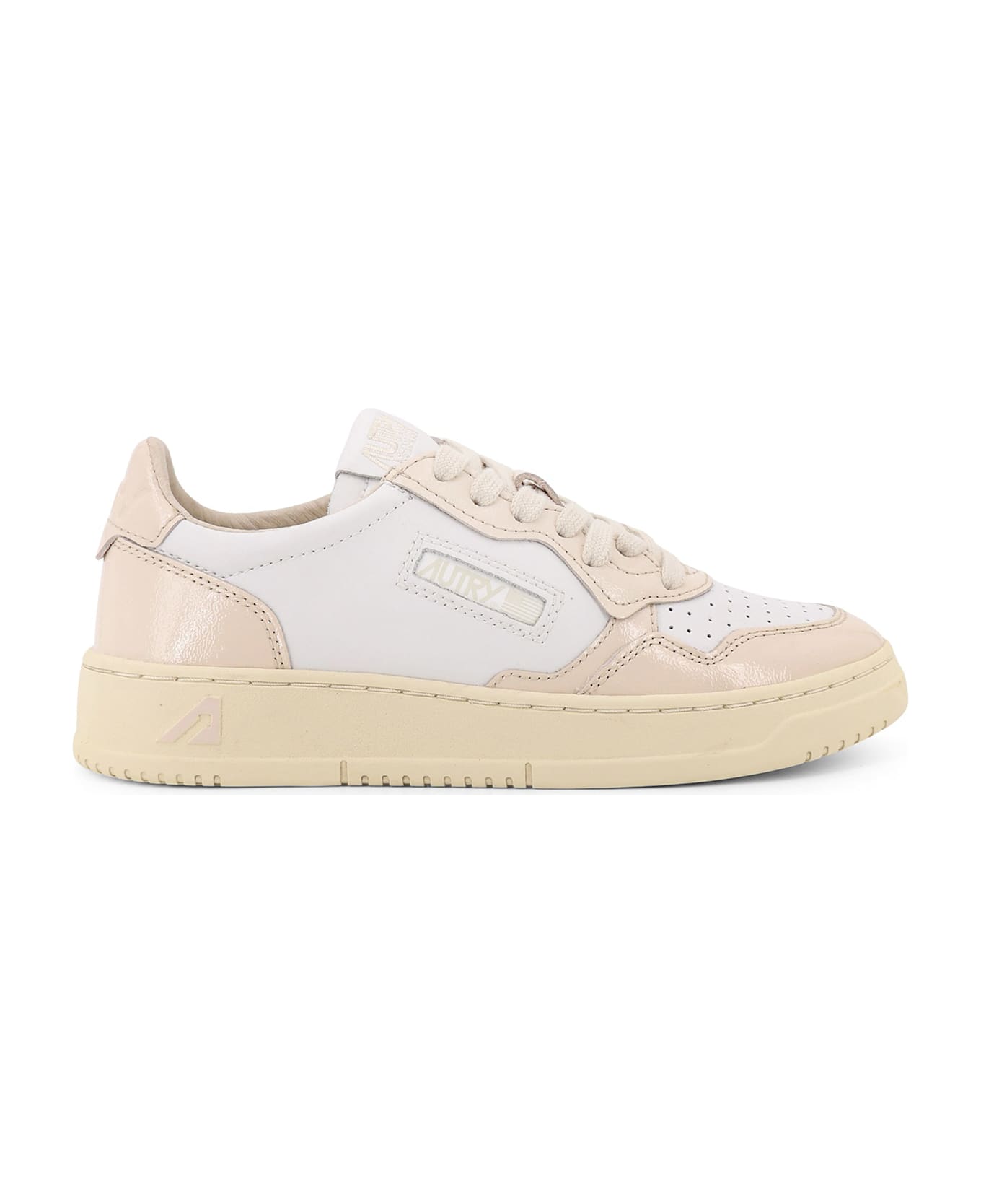 Autry Medalist Low Low-top Leather Sneakers - BIANCO BEIGE VERNICE