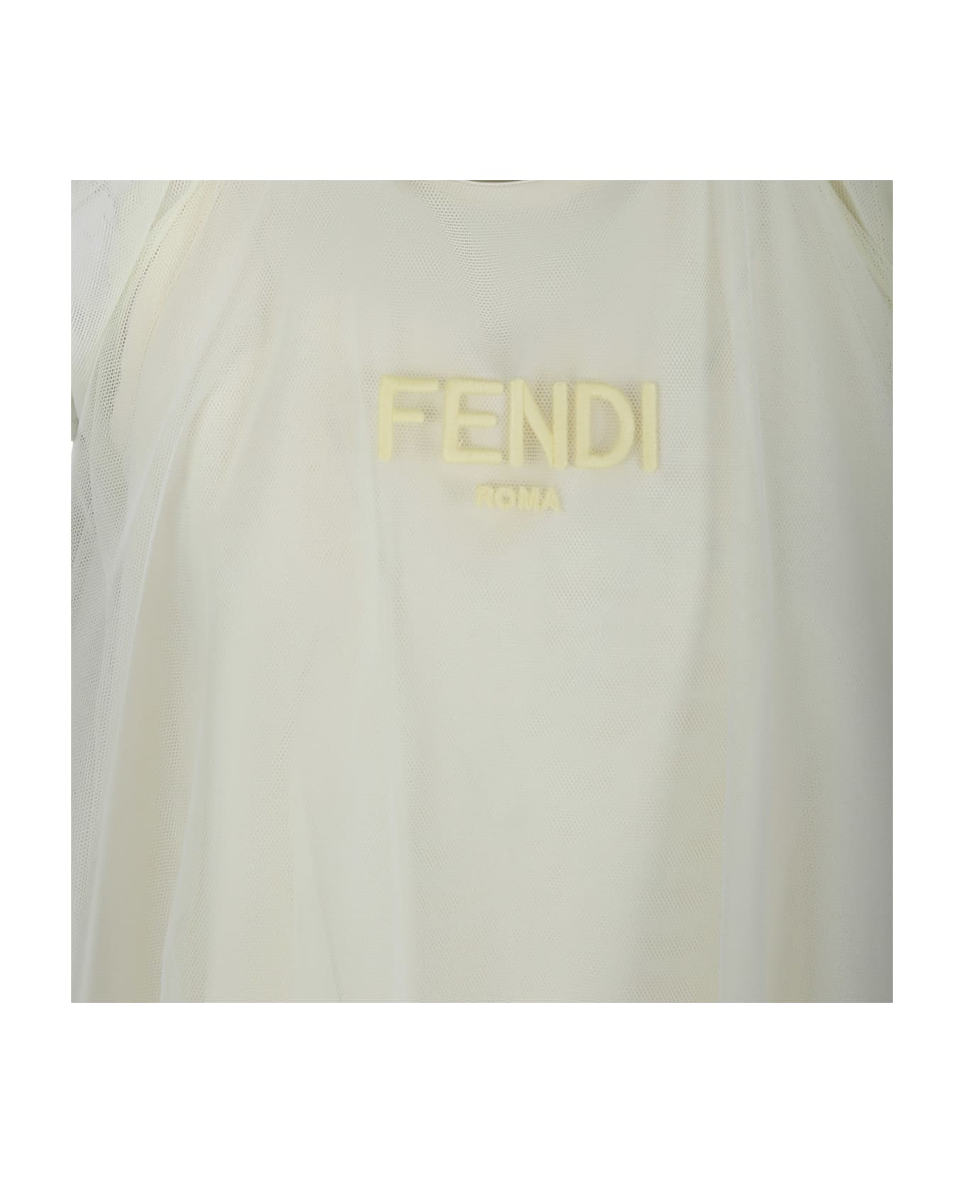 Fendi Yellow Dress For Girl With Logo - Lemon