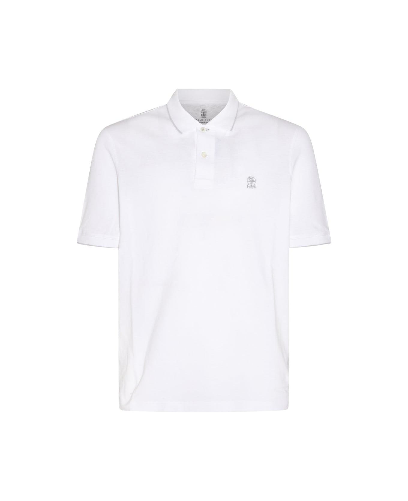 Brunello Cucinelli Logo-embroidered Short-sleeved Marinbl Polo Shirt - White