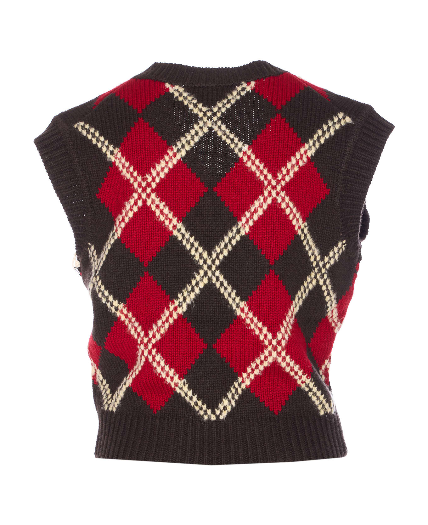 Guest in Residence Argyle Vest - Red
