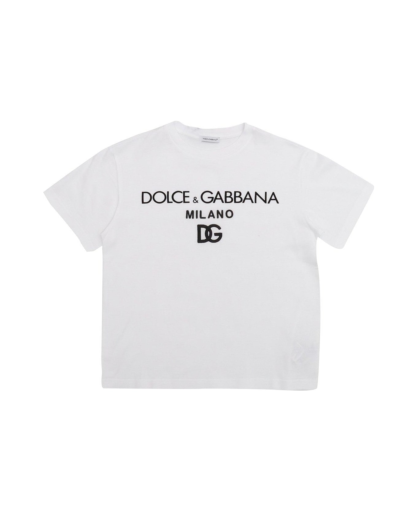 Dolce & Gabbana Logo Printed Crewneck T-shirt - Bianco Ottico Tシャツ＆ポロシャツ