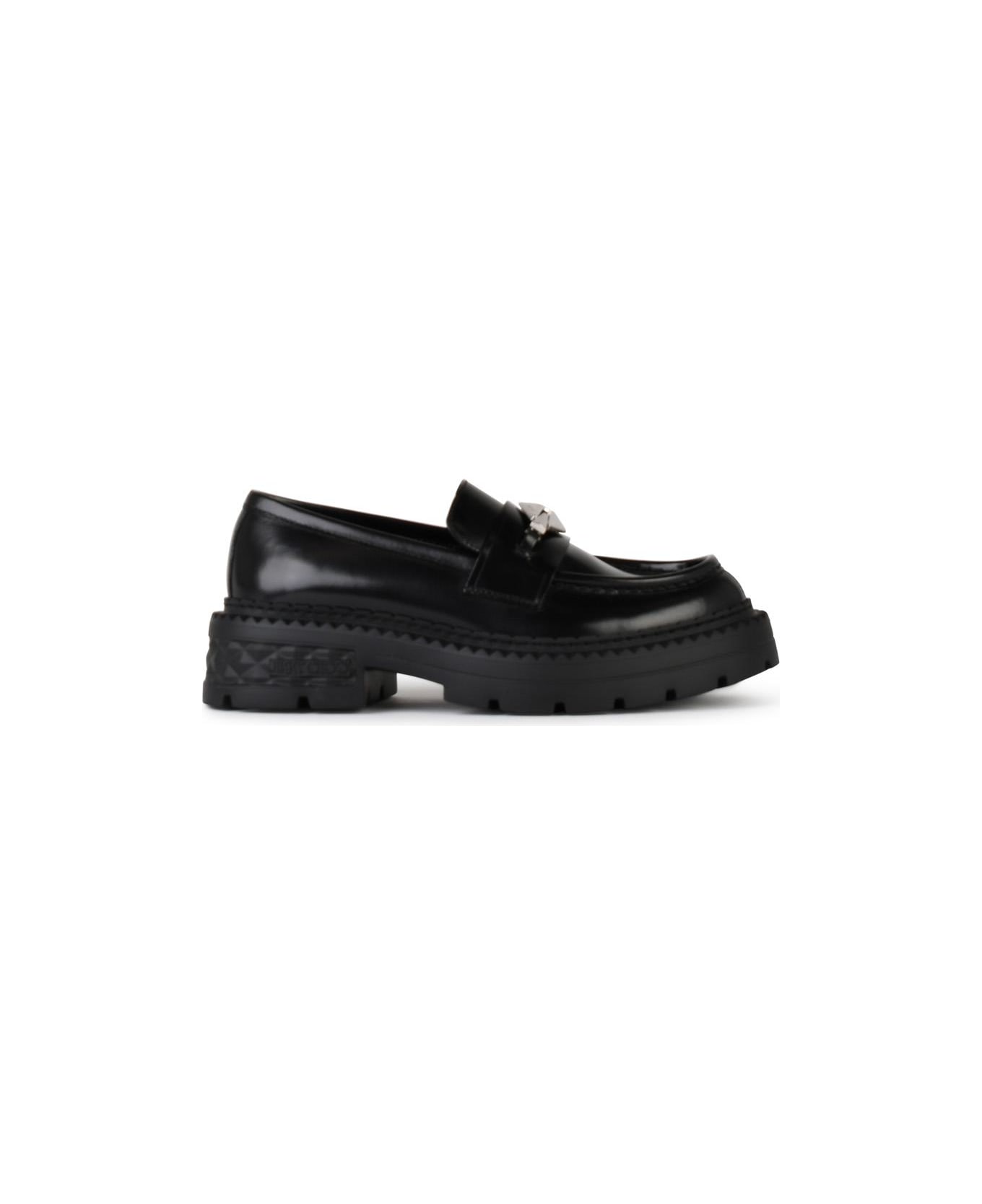 Jimmy Choo Marlow Black Shiny Leather Loafers - Black