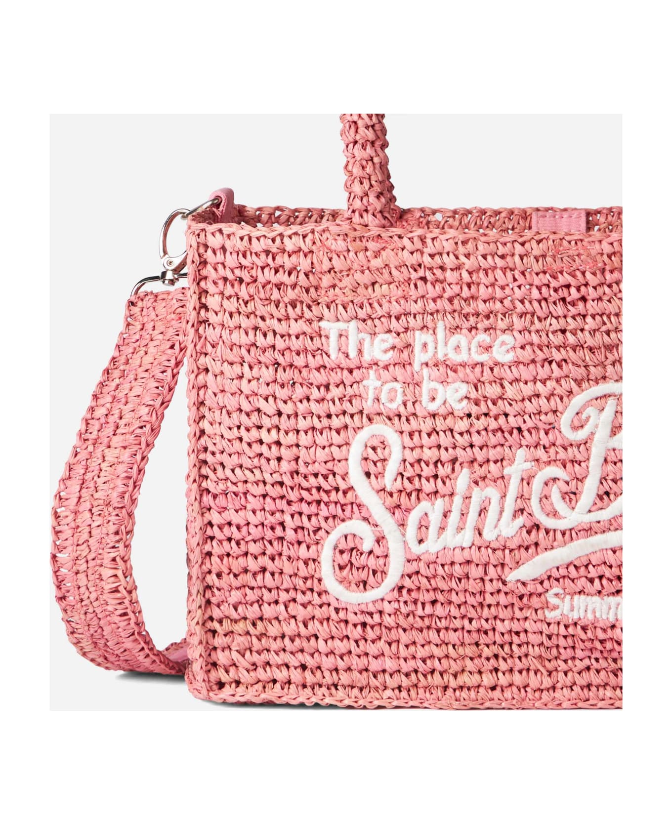 MC2 Saint Barth Colette Pink Raffia Handbag With Saint Barth Embroidery - PINK