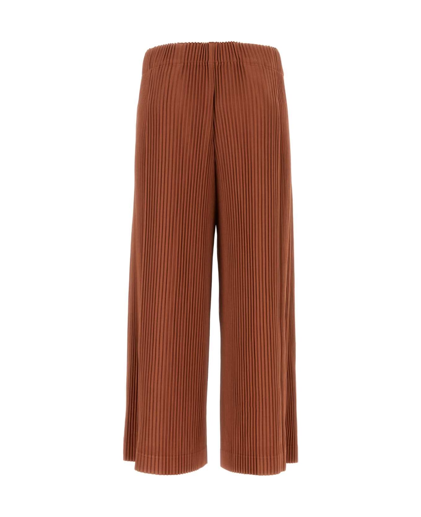 Homme Plissé Issey Miyake Copper Polyester Wide-leg Pant - GINGERBROWN