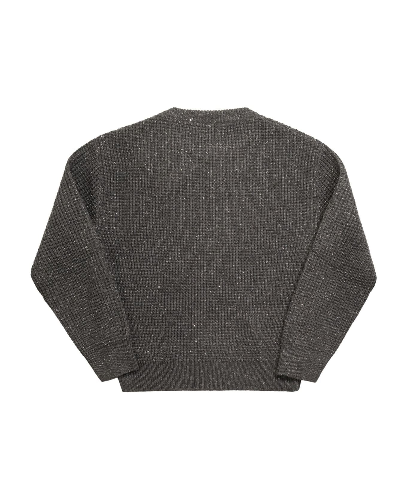 Brunello Cucinelli Sparkling & Dazzling Cashmere And Wool Sweater Waffle Stitch - Plum