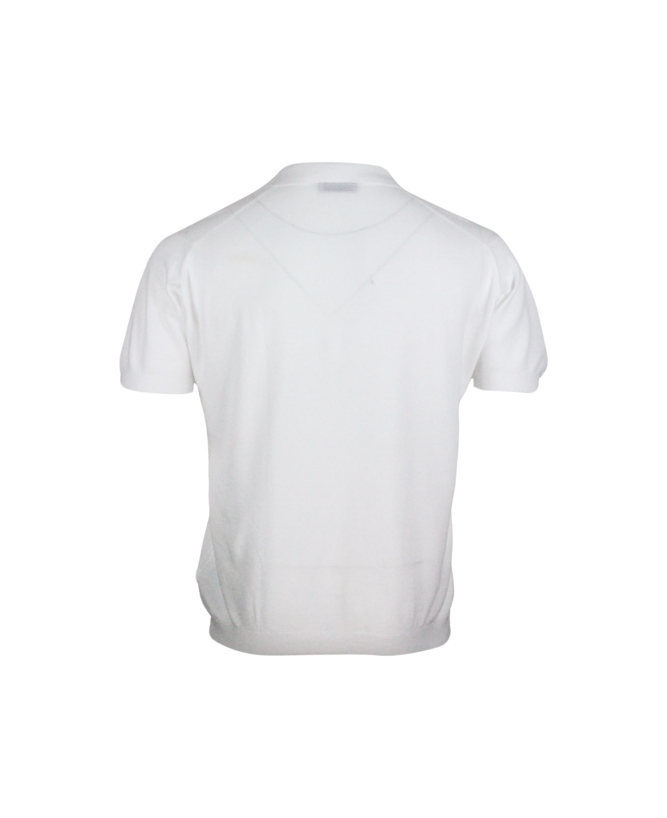 John Smedley Short-sleeved Polo Shirt In Extrafine Piqué Cotton Thread With Three Buttons - White ポロシャツ