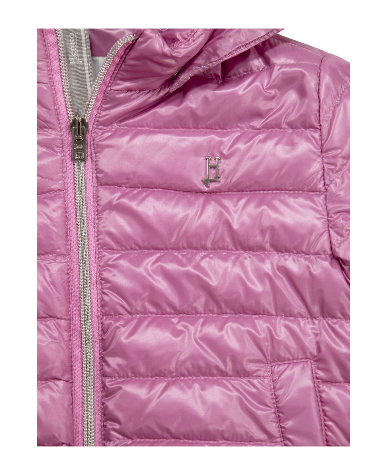 Herno Nylon Bomber Jacket With Hood - Pink