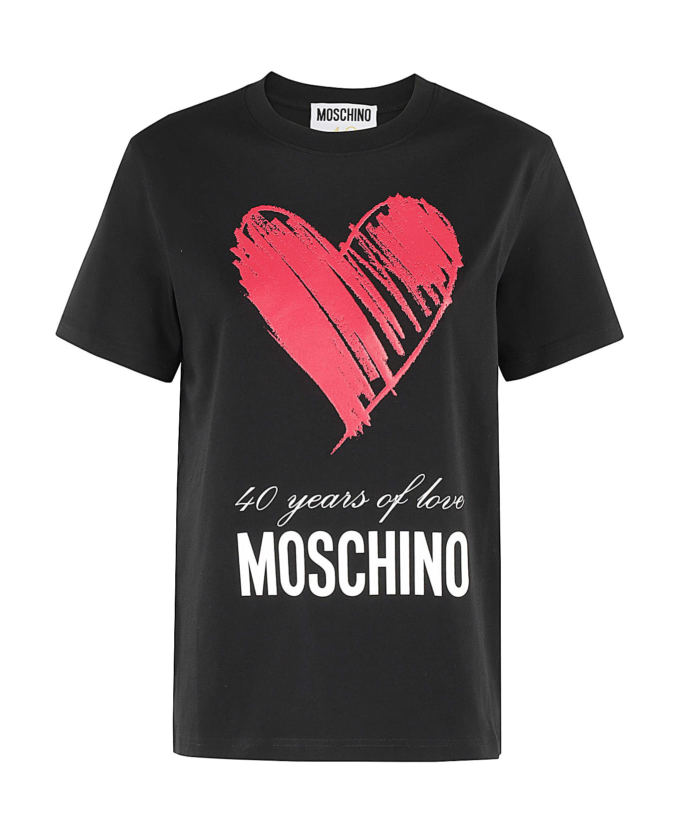 Moschino Jersey Di Cotone Organico - Fantasia Nero Tシャツ