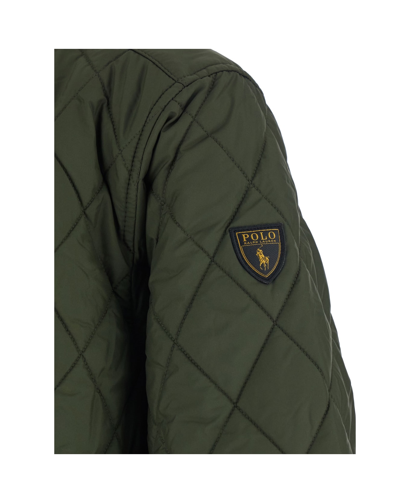 Polo Ralph Lauren Green Jacket With Corduroy Collar And Logo Patch On The Sleeve In Cotton Man - Green