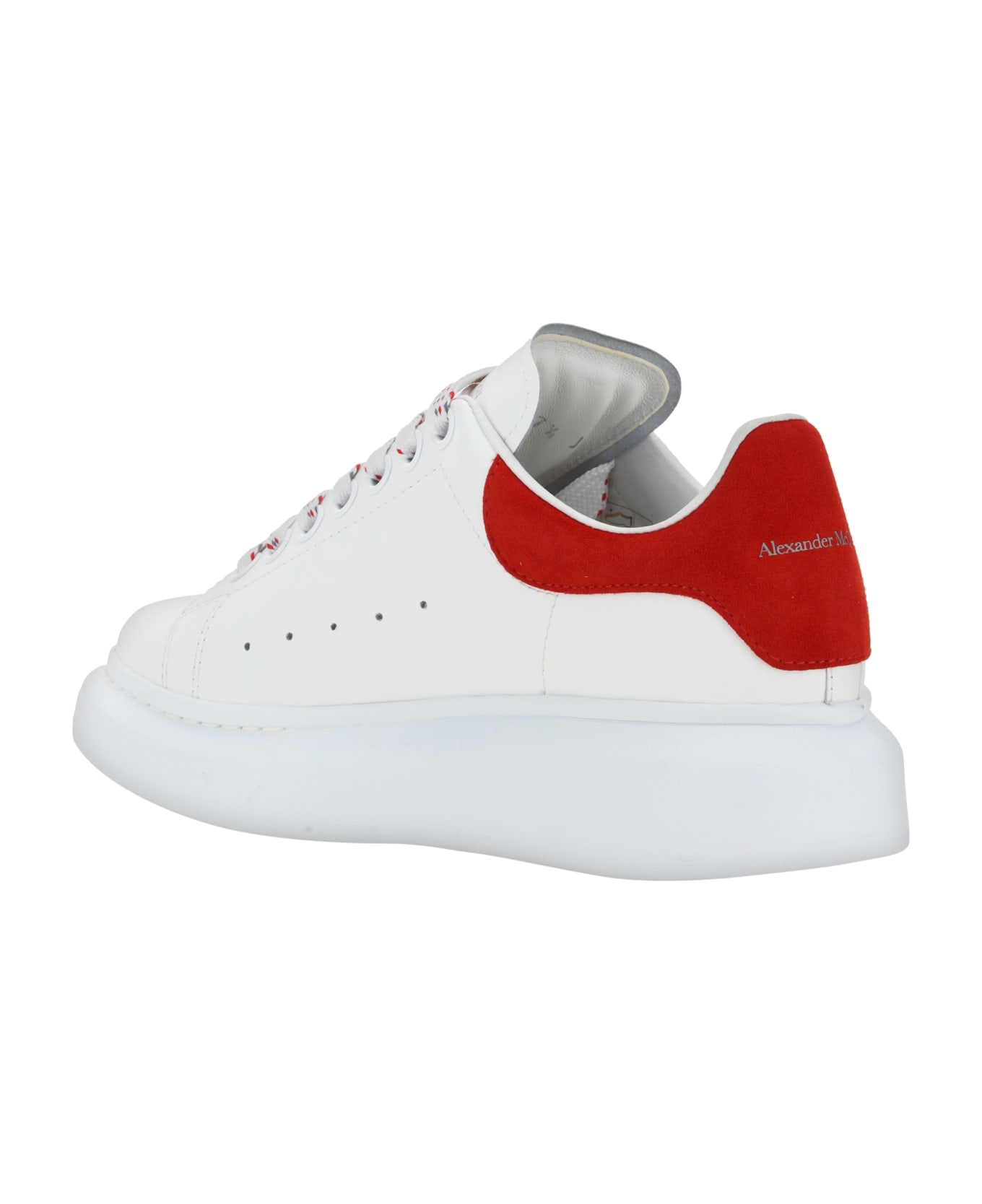 Alexander McQueen Oversized Sneakers In Leather With Contrasting Heel Tab - White Lust Red スニーカー