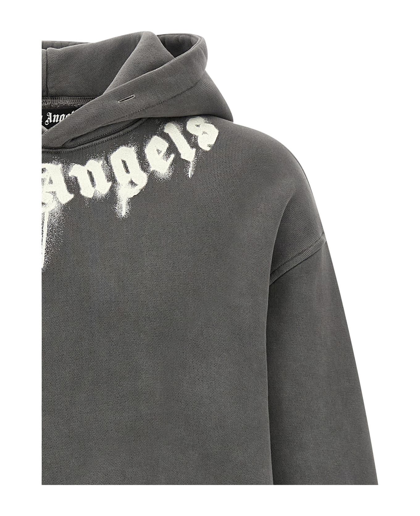 Palm Angels Logo Print Hoodie - Gray