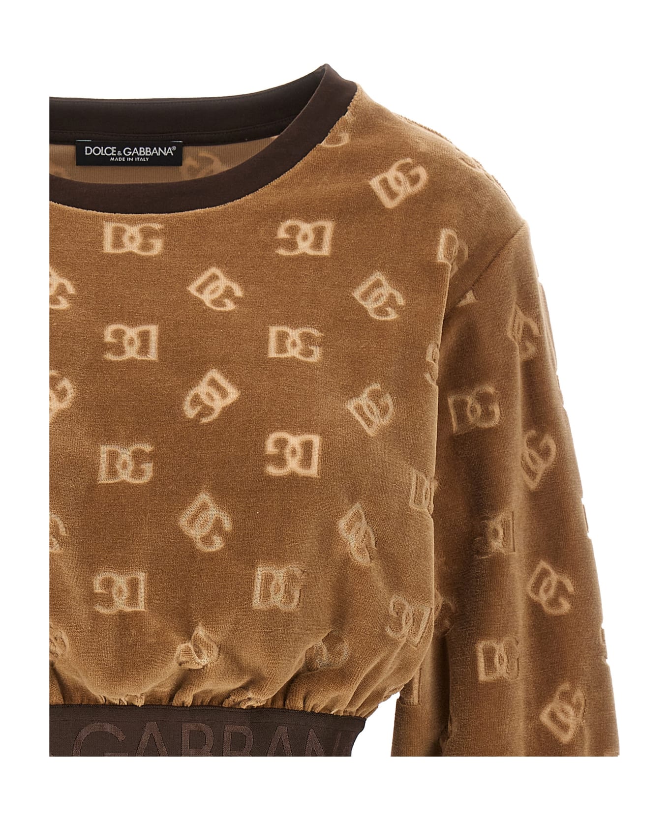 Dolce & Gabbana Short Chenille Sweatshirt - Camel