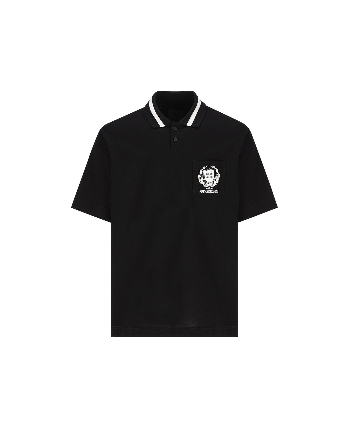 Givenchy Logo Embroidered Polo Shirt - Black