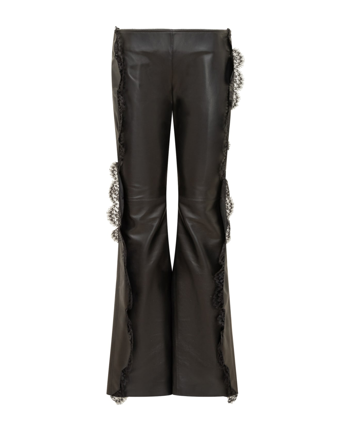 Off-White Lace-trim Straight Leg Trousers - BLACK ボトムス