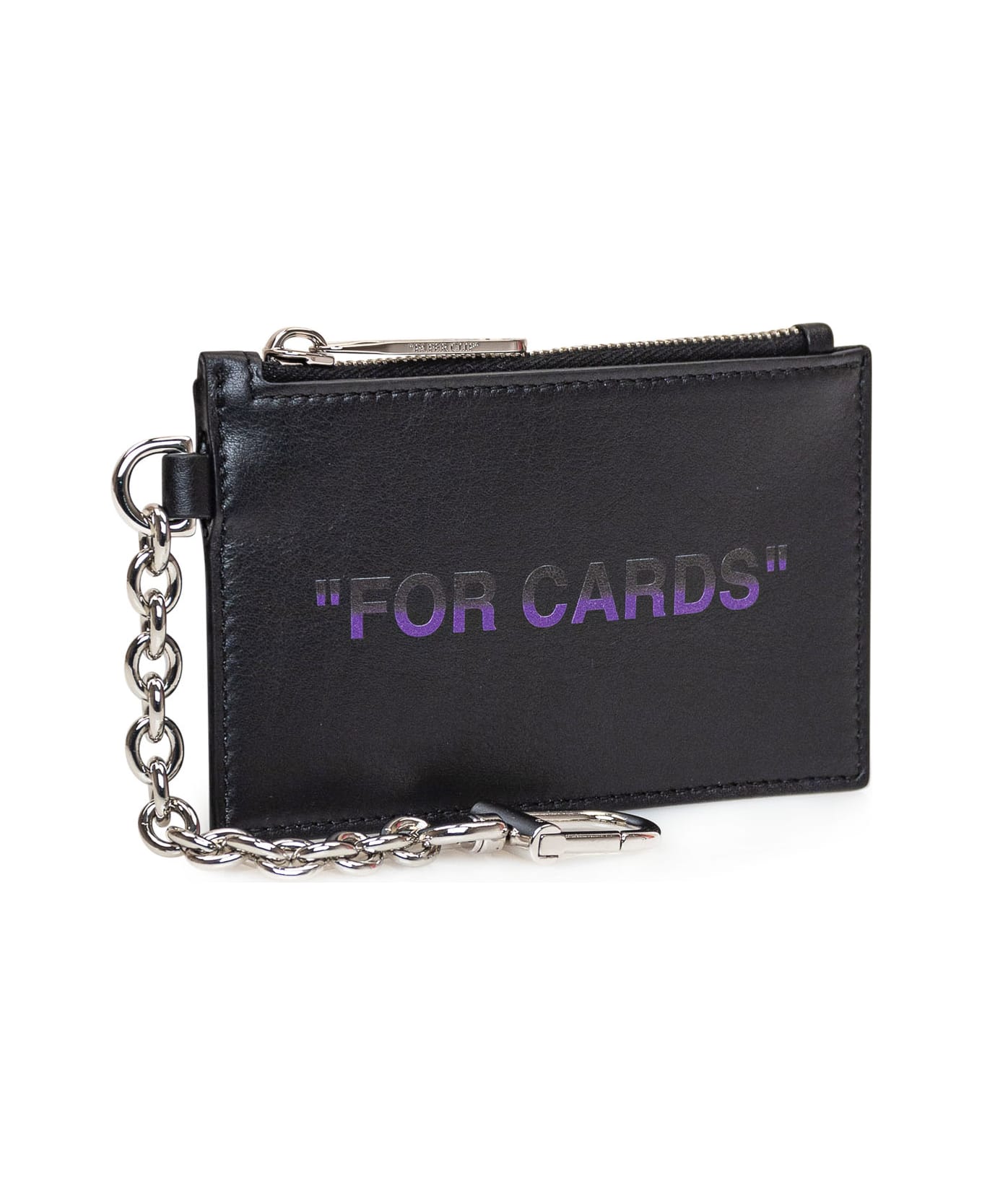 Off-White Card Holder With Chain - Black