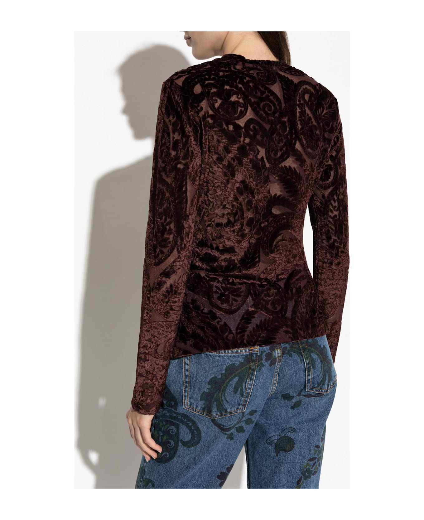 Etro Top With A Velvet Pattern - Burgundy