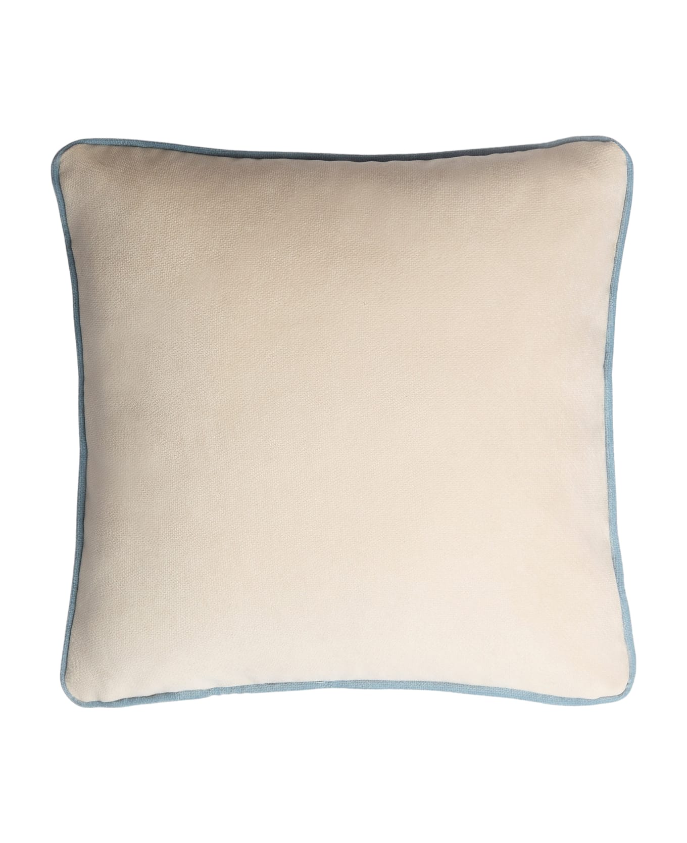 Lo Decor Happy Frame Velvet Pillow - Dirty white/light blue