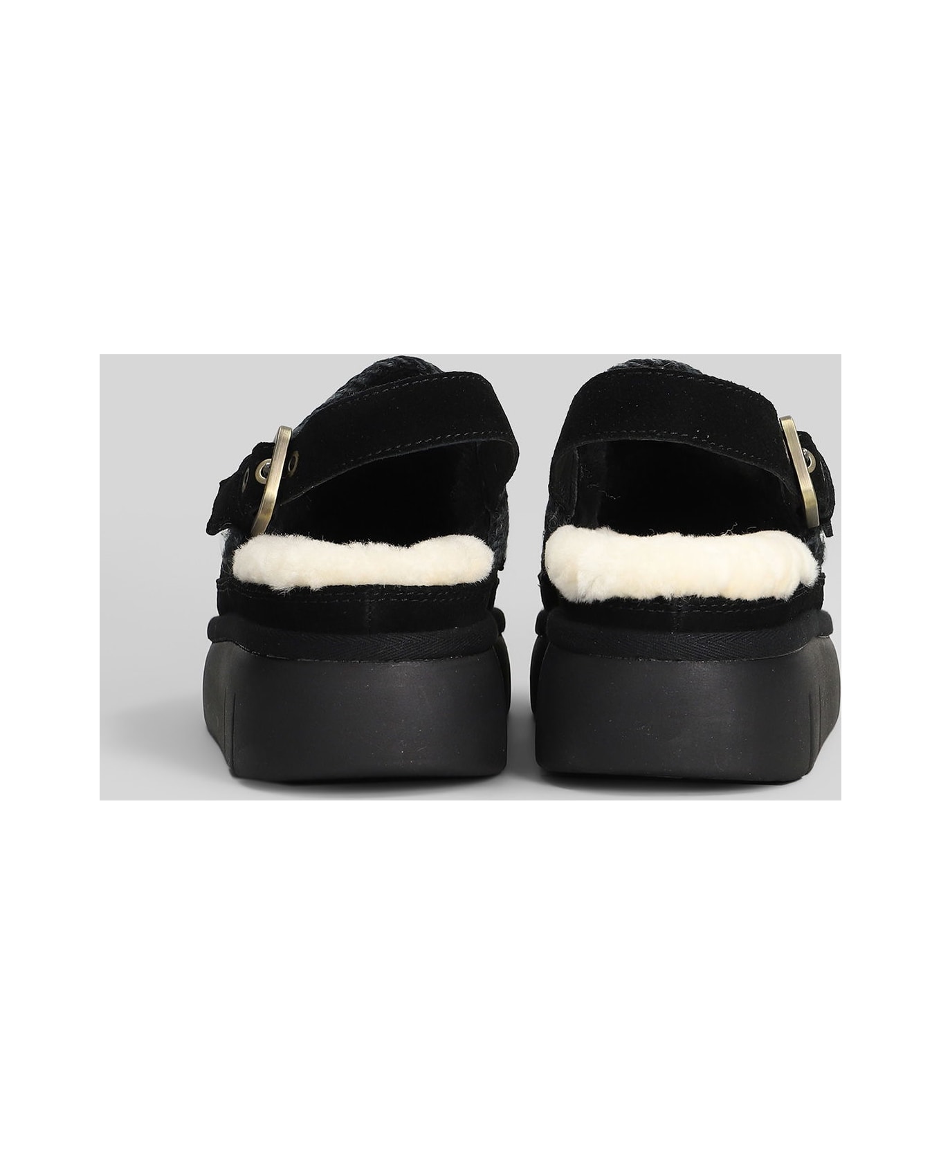 Mou Bounce Clog Slipper-mule In Black Suede - black