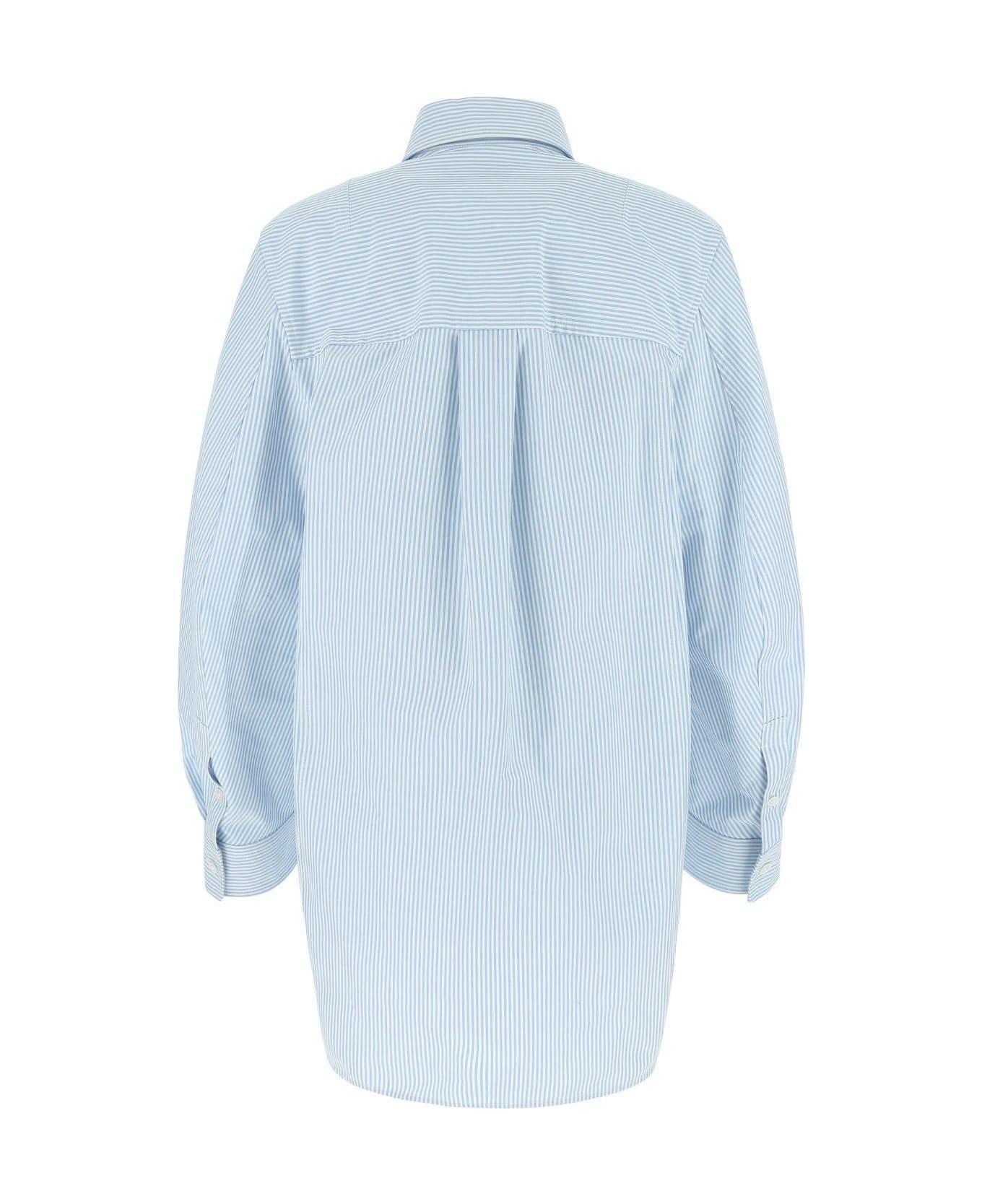 Bottega Veneta Embroidered Cotton Oversize Shirt - AZURE シャツ