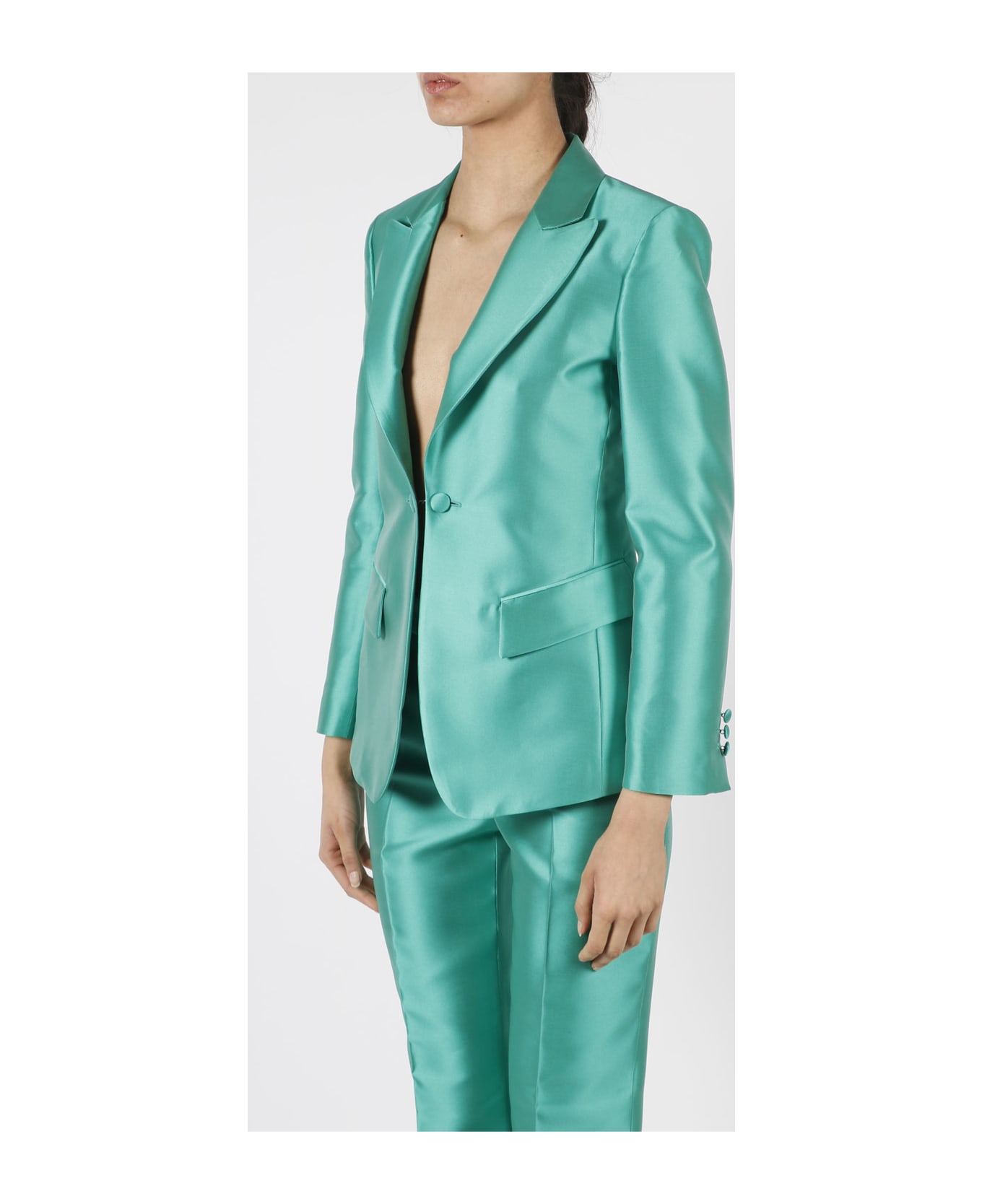 Alberta Ferretti Mikado Tailored Blazer - Green