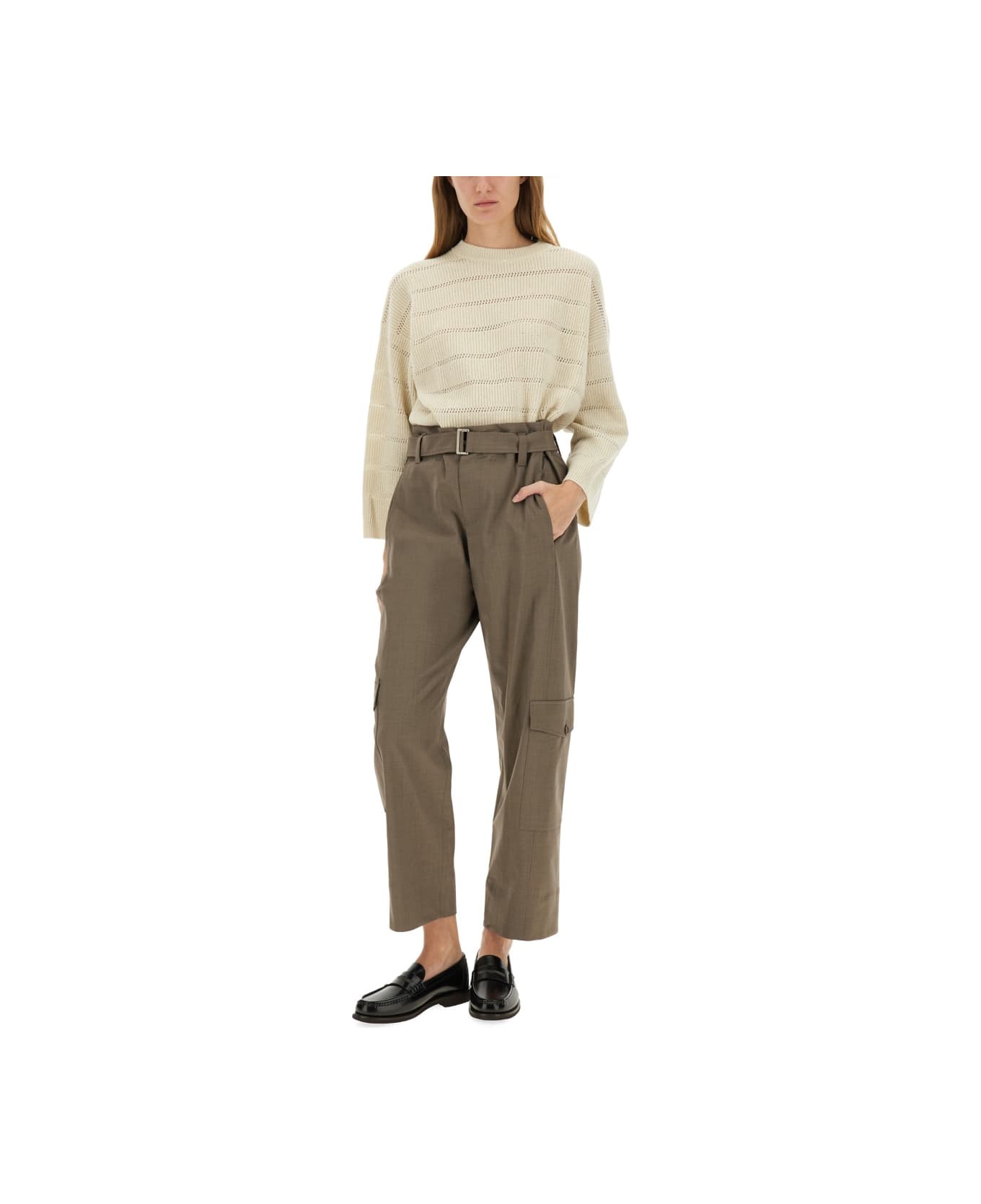 Brunello Cucinelli Belted Pants - BROWN