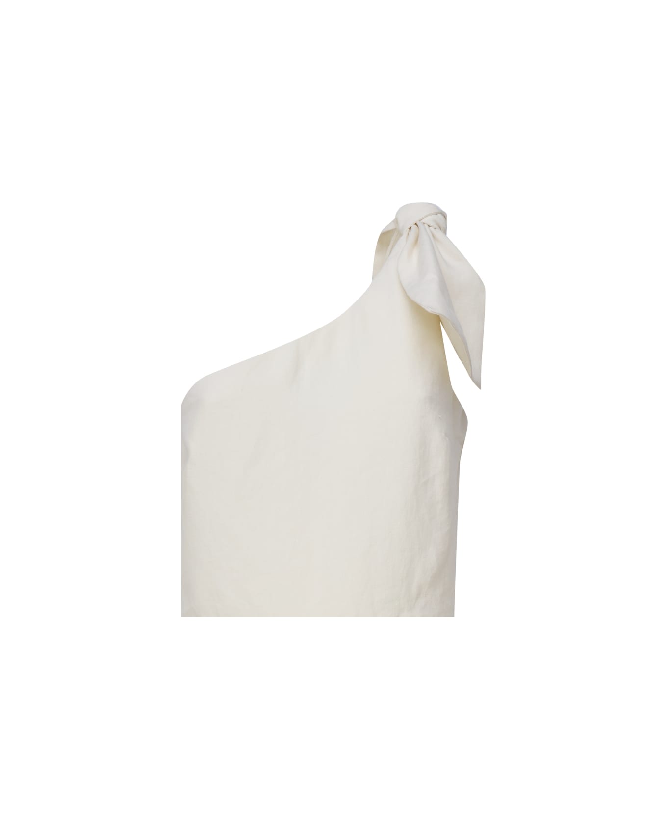 Chloé One-shoulder Linen Canvas Jumpsuit With Decorative Bow - Coconut milk
