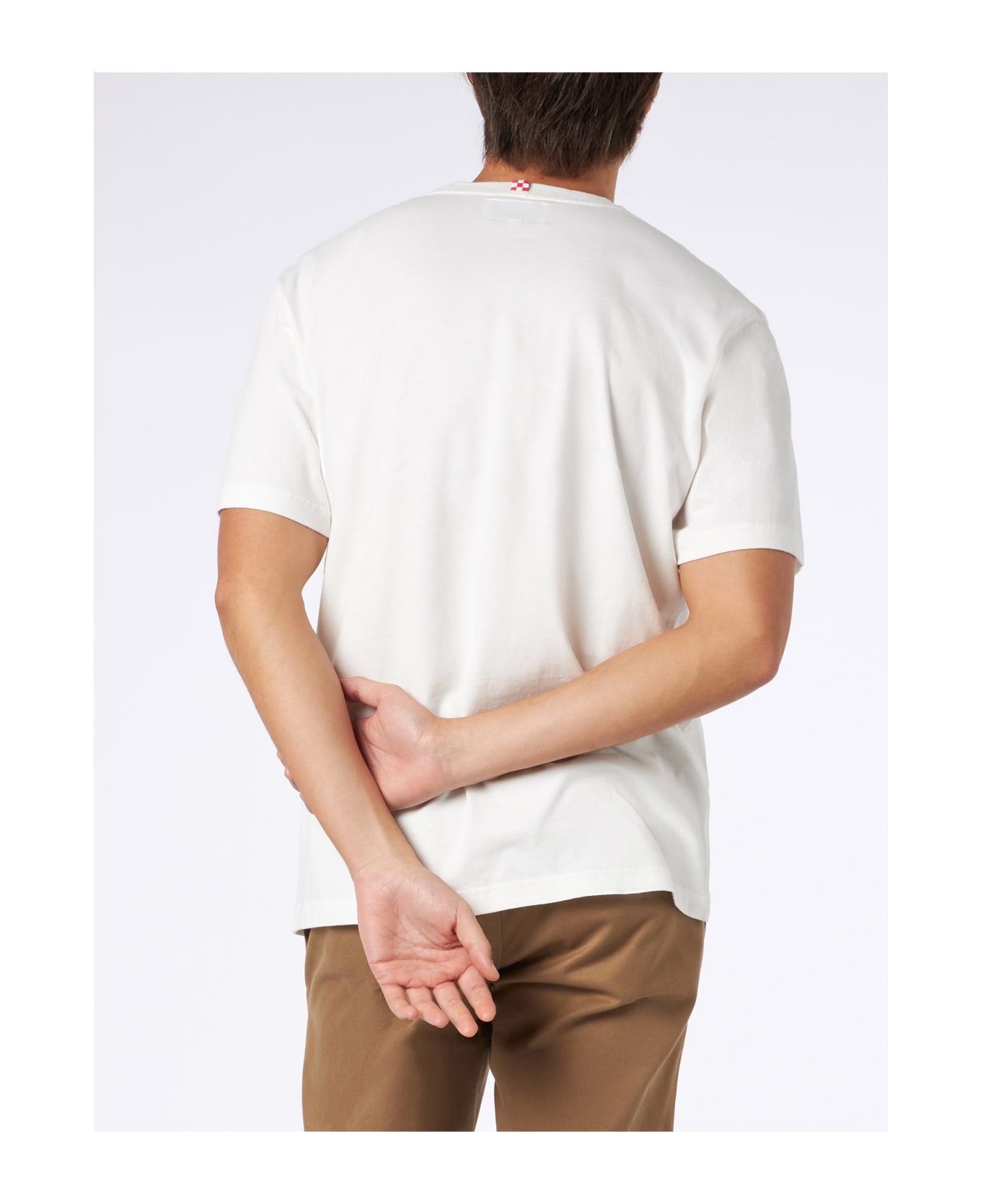 MC2 Saint Barth Man Heavy Cotton T-shirt With Verbier Front Embroidery - WHITE