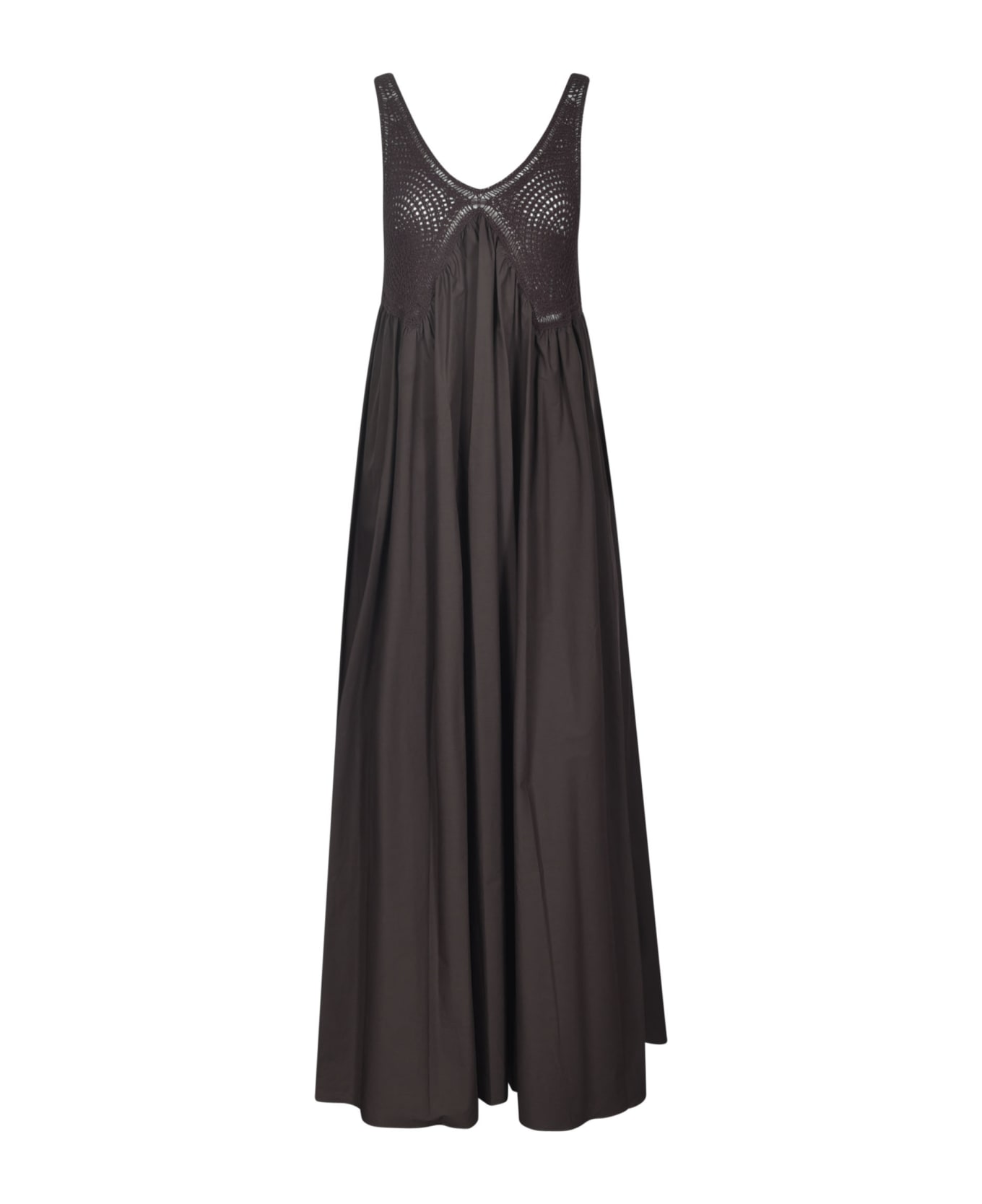 Parosh Crochet Sleeveless Dress - Brown