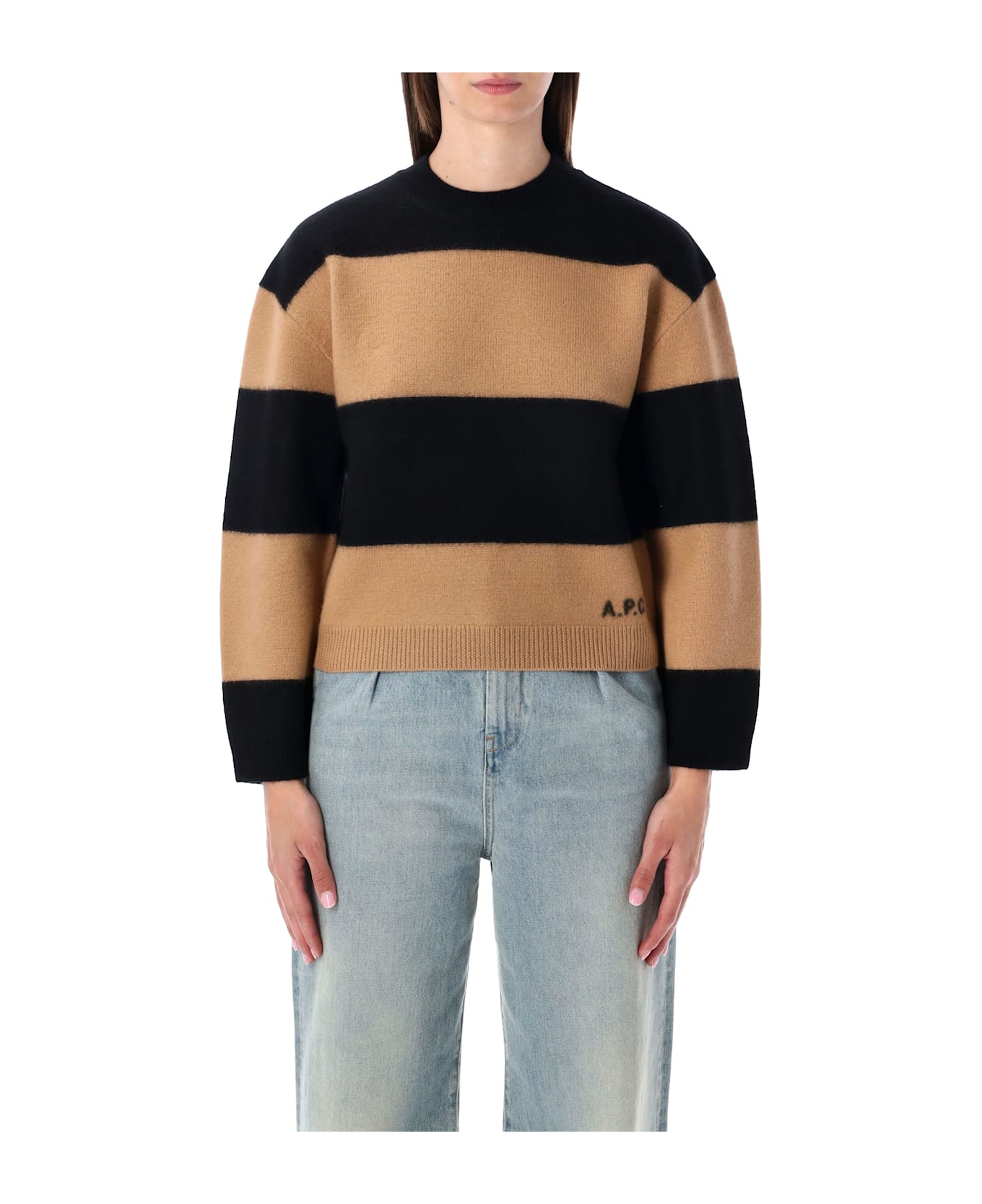A.P.C. Penny Striped Sweater - CAMEL BLACK