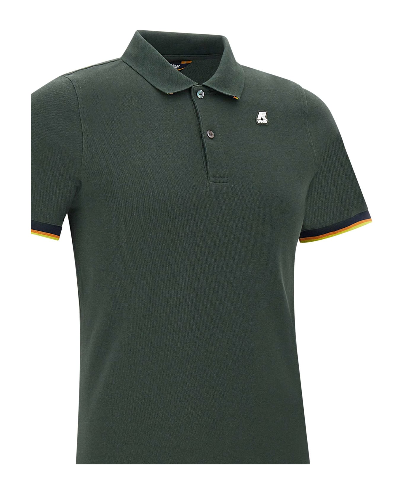 K-Way 'vincent' Cotton Polo Shirt Polo Shirt - GREEN BLACKISH