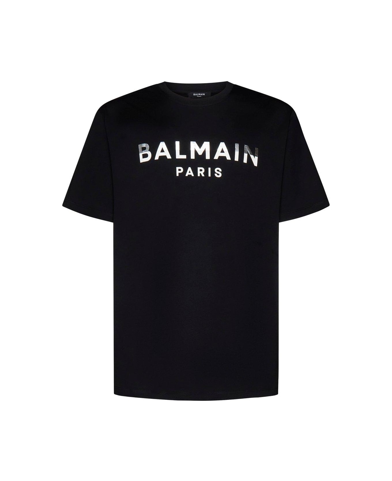 Balmain Logo Printed Crewneck T-shirt - Noir/argent シャツ