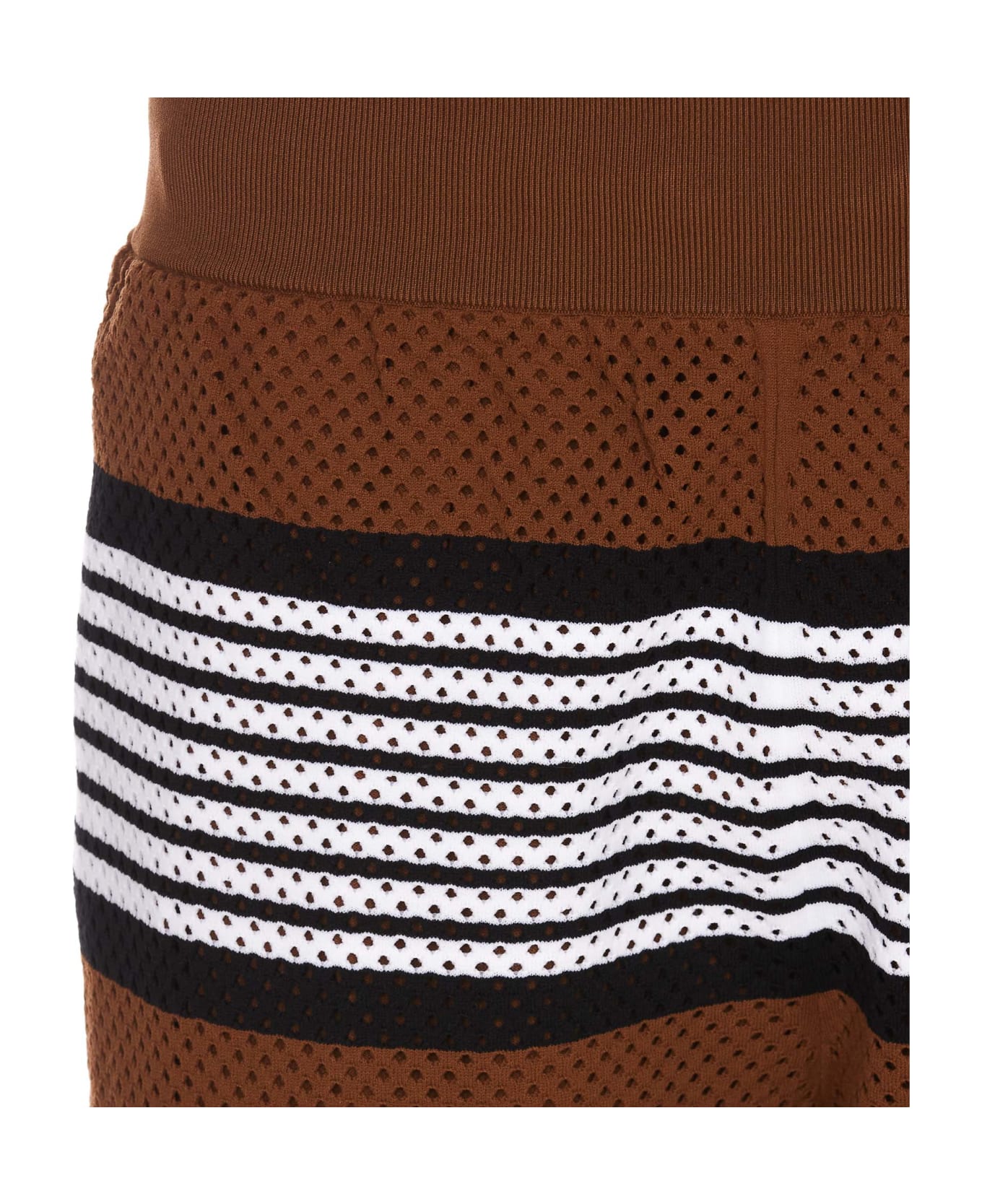 Burberry Stripe Print Shorts - Dark birch brown